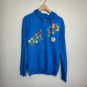 Lootwear Hoodie Men Medium Blue Pixar Up Movie Graphic Sweatshirt Disneyland